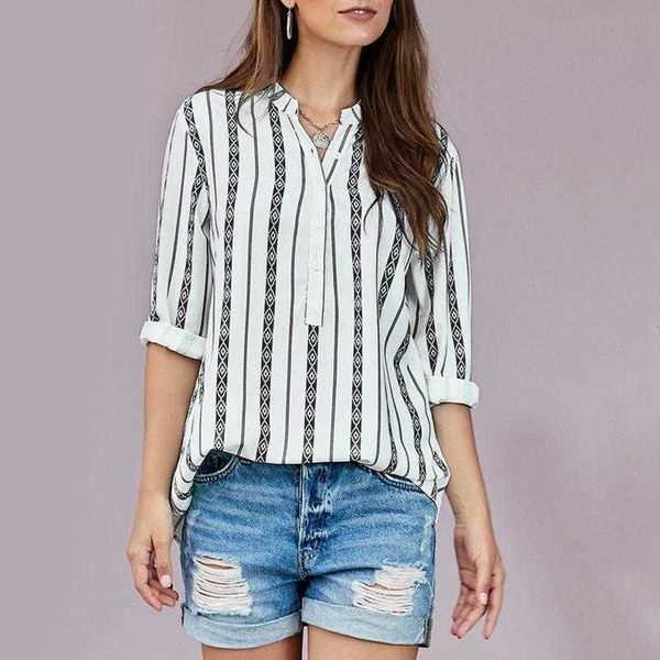 women's blouses & shirts fashion woman stripe loose casual striped button girl long sleeve shirt b uv6b, White
women's blouses & shirts fashion woman stripe loose casual striped button girl long sleeve shirt b uv6b, White