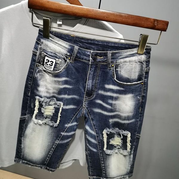 men's jeans men summer blue shorts slim fit stretch distressed patchwork denim casual streetwear high quality
men's jeans men summer blue shorts slim fit stretch distressed patchwork denim casual streetwear high quality