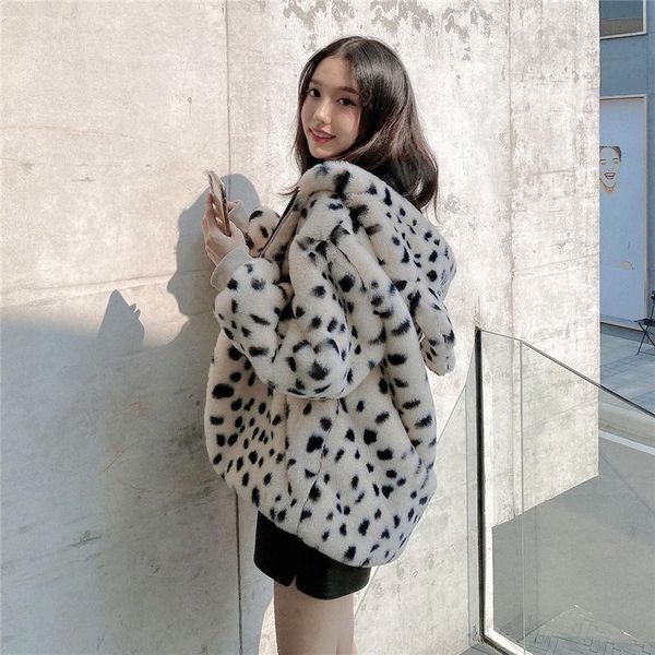 women's fur & faux women 2021 autumn winter fashion thick warm jacket coat female hooded fake leopard casual loose outerwear y400, Black
women's fur & faux women 2021 autumn winter fashion thick warm jacket coat female hooded fake leopard casual loose outerwear y400, Black