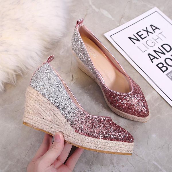 dress shoes eagsity sequined wedges women high heel espadrilles pumps slip on for casual party wedding, Black
dress shoes eagsity sequined wedges women high heel espadrilles pumps slip on for casual party wedding, Black