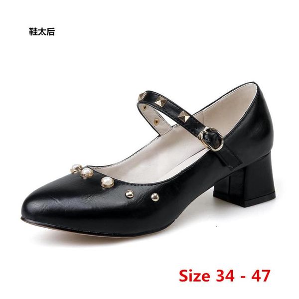 dress shoes office pumps square mid high heels woman scarpin ankle strap heel women small big size 34 - 47, Black
dress shoes office pumps square mid high heels woman scarpin ankle strap heel women small big size 34 - 47, Black