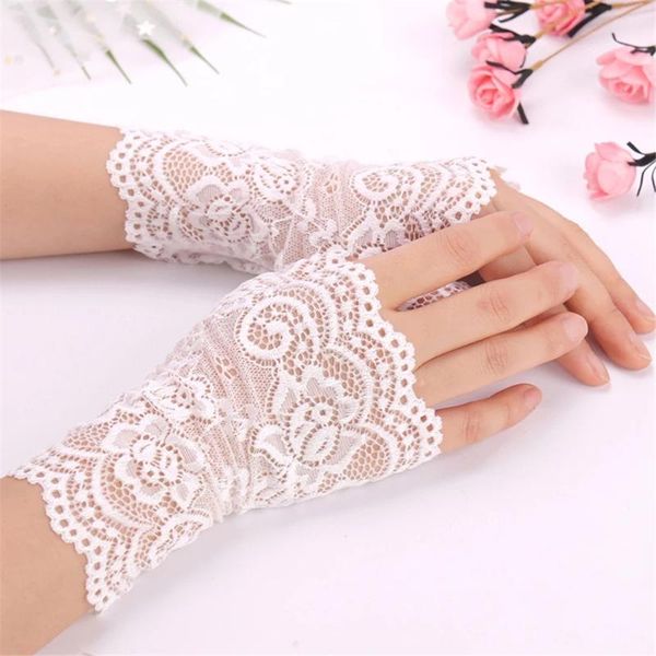 five fingers gloves 1pair half finger lace dance short sunscreen driving fingerless mittens spring summer accessories, Blue;gray
five fingers gloves 1pair half finger lace dance short sunscreen driving fingerless mittens spring summer accessories, Blue;gray