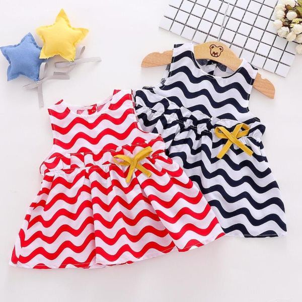girl's dresses fashion baby girls casual toddler summer clothes cute wave stripe dress infants kids vestidos, Red;yellow 
girl's dresses fashion baby girls casual toddler summer clothes cute wave stripe dress infants kids vestidos, Red;yellow