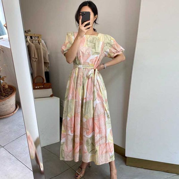 chic korean vintage loose bandage waist square collar puff sleeve dyed dress women floral print fashion vestido feminino 210610, Black;gray
chic korean vintage loose bandage waist square collar puff sleeve dyed dress women floral print fashion vestido feminino 210610, Black;gray
