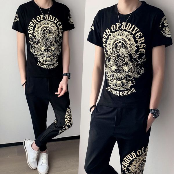 new round neck black gold printing short sleeve suit sports leisure two piece set summer tracksuit for men moda 2021 z4p4, Gray
new round neck black gold printing short sleeve suit sports leisure two piece set summer tracksuit for men moda 2021 z4p4, Gray