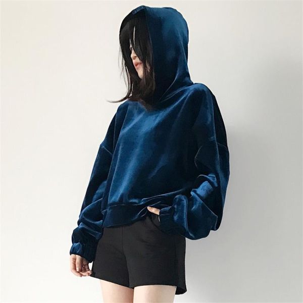 women's hoodies & sweatshirts fashion autumn winter women thick gold velvet long sleeve hooded pullovers short loose streetwears wz178, Black
women's hoodies & sweatshirts fashion autumn winter women thick gold velvet long sleeve hooded pullovers short loose streetwears wz178, Black