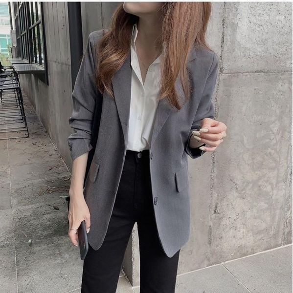 korean chic single breasted gray blazer women casual loose long sleeve womans blazers notched neck coats women's suits &, White;black
korean chic single breasted gray blazer women casual loose long sleeve womans blazers notched neck coats women's suits &, White;black