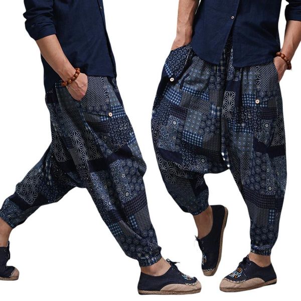 men's pants men cotton and linen crotch with chic print, mid-waist design loose version summer clothing, Black
men's pants men cotton and linen crotch with chic print, mid-waist design loose version summer clothing, Black