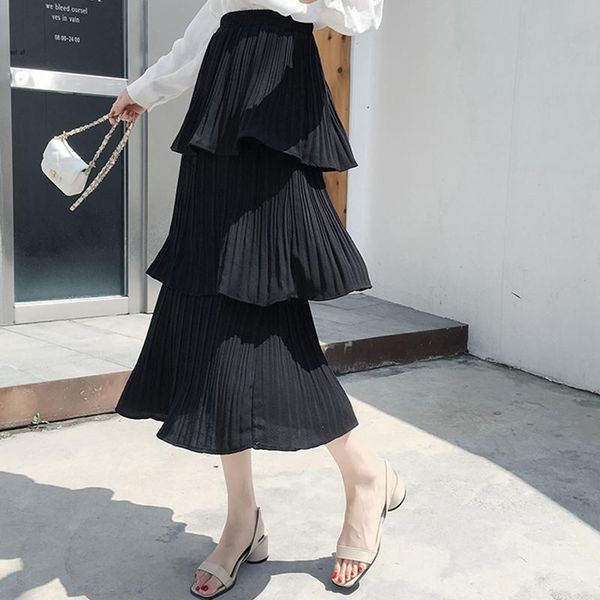 skirts women chiffon pleated sweet elastic waist a-line ruffles solid summer preppy style fashion females mid-calf, Black
skirts women chiffon pleated sweet elastic waist a-line ruffles solid summer preppy style fashion females mid-calf, Black