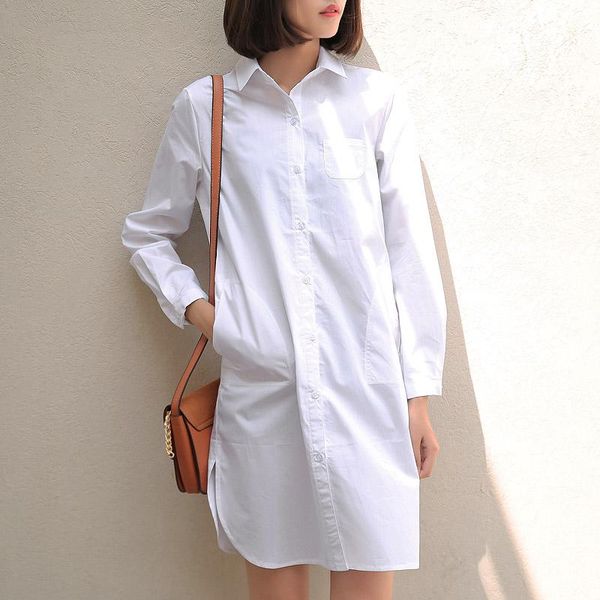 women's blouses & shirts 2 colors s-4xl large size long for women bf boyfriend style brief collar loose fashion casual oversize blouse, White
women's blouses & shirts 2 colors s-4xl large size long for women bf boyfriend style brief collar loose fashion casual oversize blouse, White