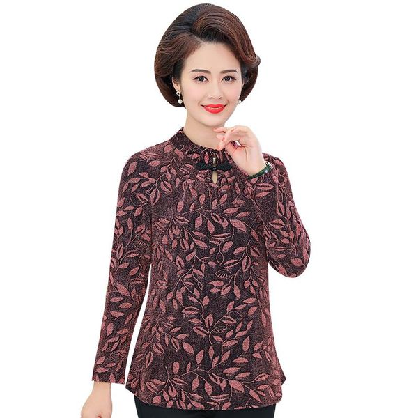 women's t-shirt chinese style women t-shirts 2021 fall spring mother turtleneck printed bottoming shirt large size pullover, White 
women's t-shirt chinese style women t-shirts 2021 fall spring mother turtleneck printed bottoming shirt large size pullover, White
