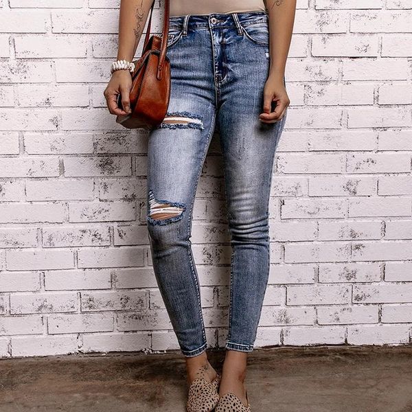 summer women ripped fringed jeans casual pants outer wear leggings, Blue
summer women ripped fringed jeans casual pants outer wear leggings, Blue