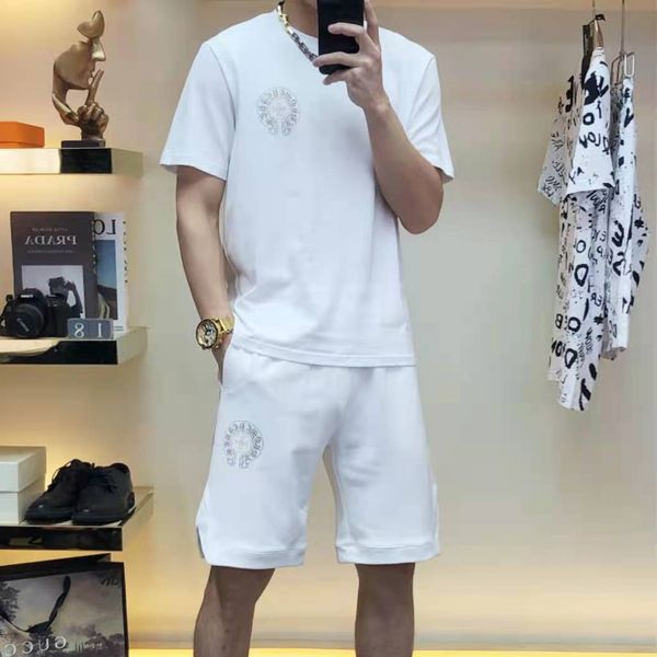 fashion tide brand men's sportswear round neck t-shirt five-point shorts two-piece short-sleeved top, Gray
fashion tide brand men's sportswear round neck t-shirt five-point shorts two-piece short-sleeved top, Gray