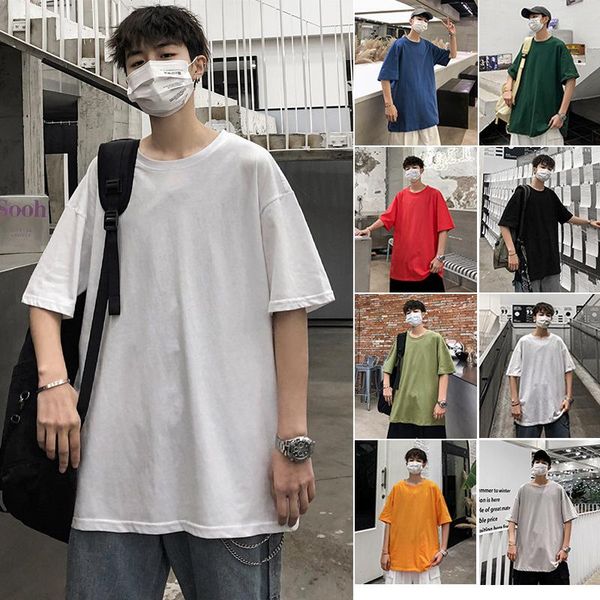 men's t-shirts men oversized solid harajuku t shirts half sleeve 2021 summer mens 9 colors casual streetwear tee couples t-shirt, White;black
men's t-shirts men oversized solid harajuku t shirts half sleeve 2021 summer mens 9 colors casual streetwear tee couples t-shirt, White;black