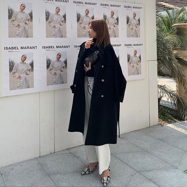 women's wool & blends winter coat korean s and jackets clothes autumn trench abrigos mujer invierno 2021 wpy1481, Black
women's wool & blends winter coat korean s and jackets clothes autumn trench abrigos mujer invierno 2021 wpy1481, Black