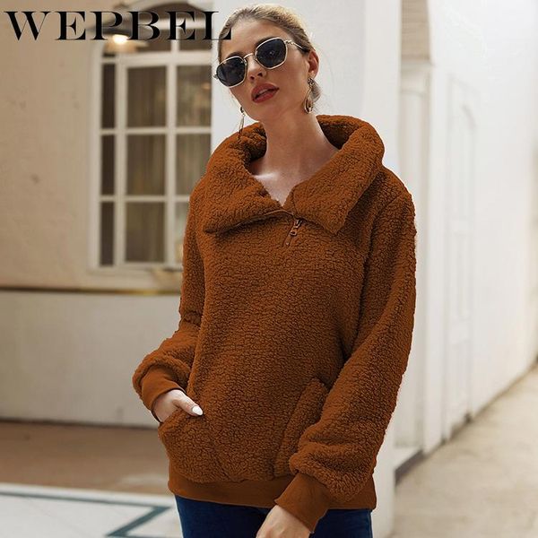 women's jackets wepbel casual long sleeve zipper turn-down collar pocket pullover autumn winter fashion solid color plush loose, Black;brown
women's jackets wepbel casual long sleeve zipper turn-down collar pocket pullover autumn winter fashion solid color plush loose, Black;brown