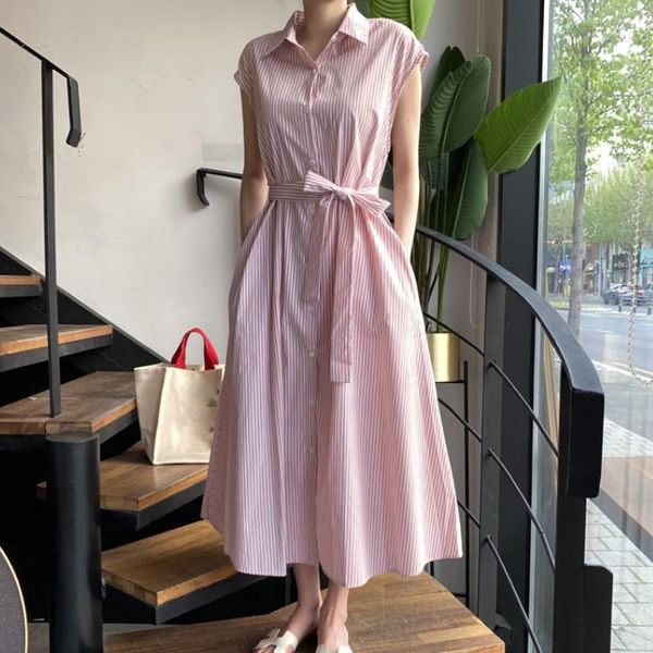 casual dresses women 2021 summer fashion sleeveless striped shirt dress elegant single breasted lace-up loose vestidos, Black;gray
casual dresses women 2021 summer fashion sleeveless striped shirt dress elegant single breasted lace-up loose vestidos, Black;gray