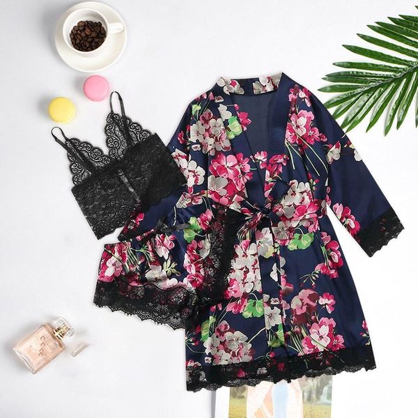 2020 new women satin silk pajamas robe lace lingerie women fashion flower underwear sleepwear pants with belt#g40, Black;red
2020 new women satin silk pajamas robe lace lingerie women fashion flower underwear sleepwear pants with belt#g40, Black;red