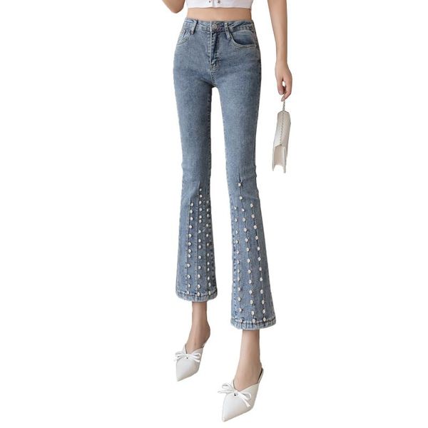 women's jeans fashionable heavy industry bright diamond beaded wild was thin high waist micro pull, Blue
women's jeans fashionable heavy industry bright diamond beaded wild was thin high waist micro pull, Blue