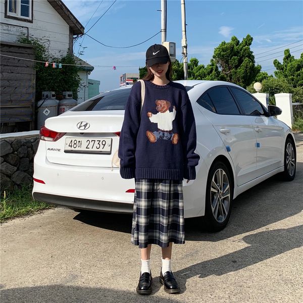 2021 new college style loose round neck knitted long-sleeved bear oversize sweater autumn winter warm fashion jcv0, White;black
2021 new college style loose round neck knitted long-sleeved bear oversize sweater autumn winter warm fashion jcv0, White;black