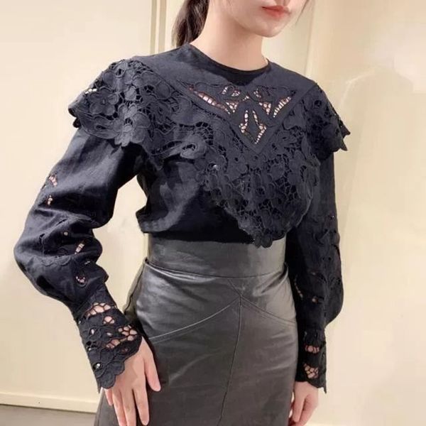 100% linen 2021 spring and summer new solid color round neck long sleeve crochet embroidery lace sweet shirt 9ic7, White
100% linen 2021 spring and summer new solid color round neck long sleeve crochet embroidery lace sweet shirt 9ic7, White