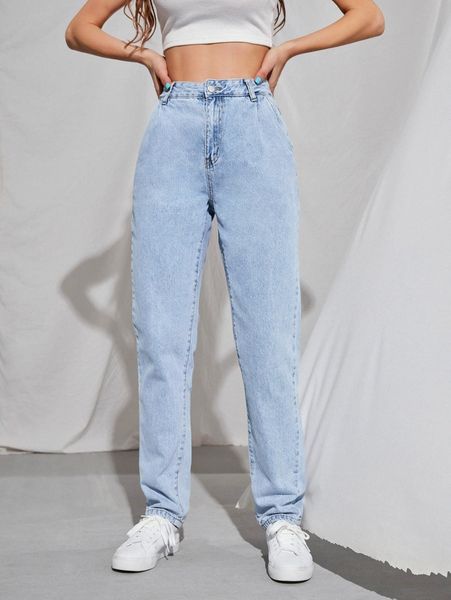 high waist straight leg jeans g8x0#, Blue 
high waist straight leg jeans g8x0#, Blue