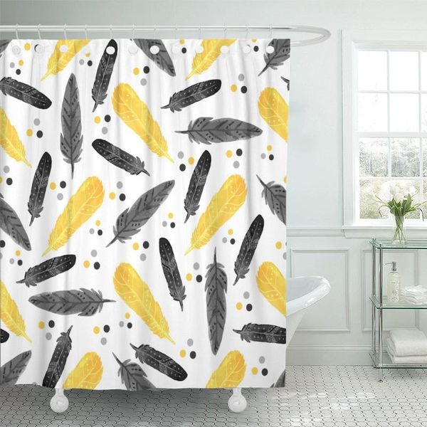 shower curtains colorful pattern watercolor black and yellow feathers for celebration curtain waterproof polyester fabric 60 x 72 inches
shower curtains colorful pattern watercolor black and yellow feathers for celebration curtain waterproof polyester fabric 60 x 72 inches