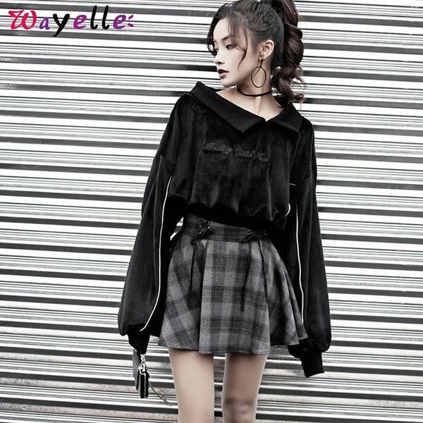 two piece dress gray plaid mini skirt girls gothic letter embroidery velvet sweatshirt women 2 outfits for high waist bandage, White
two piece dress gray plaid mini skirt girls gothic letter embroidery velvet sweatshirt women 2 outfits for high waist bandage, White