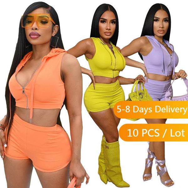 women's tracksuits wholesale items summer hooded two piece set women clothes sleeveless jacket biker shorts casual sport suits for, Gray
women's tracksuits wholesale items summer hooded two piece set women clothes sleeveless jacket biker shorts casual sport suits for, Gray