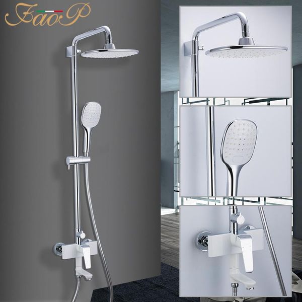 faop shower faucets white bathroom shower set waterfall rainfall heads brass panel bathroom mixer faucets
faop shower faucets white bathroom shower set waterfall rainfall heads brass panel bathroom mixer faucets