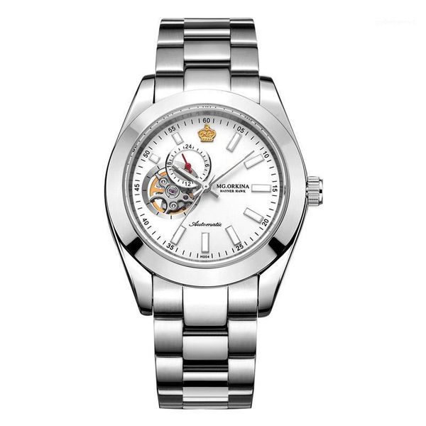 watch male movement automatic mechanical steel belt hollow luminous men's business fashion waterproof wristwatches, Slivery;brown
watch male movement automatic mechanical steel belt hollow luminous men's business fashion waterproof wristwatches, Slivery;brown