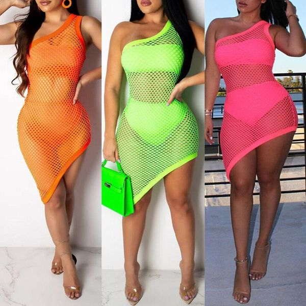 women's swimwear fashion women beach bikini cover up dress net one-shoulder mesh, White;black
women's swimwear fashion women beach bikini cover up dress net one-shoulder mesh, White;black