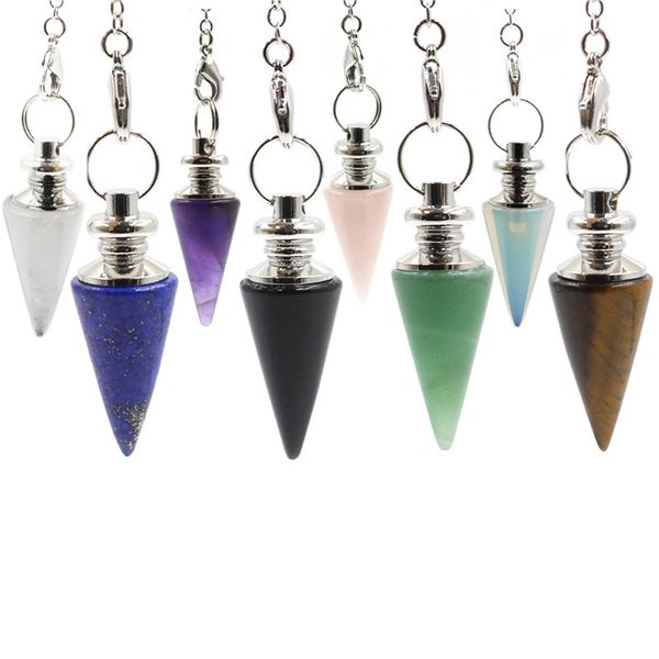 pendulum line conical stone pendant treatment chakra bead crystal bullet head spirit opal ornament, Silver
pendulum line conical stone pendant treatment chakra bead crystal bullet head spirit opal ornament, Silver