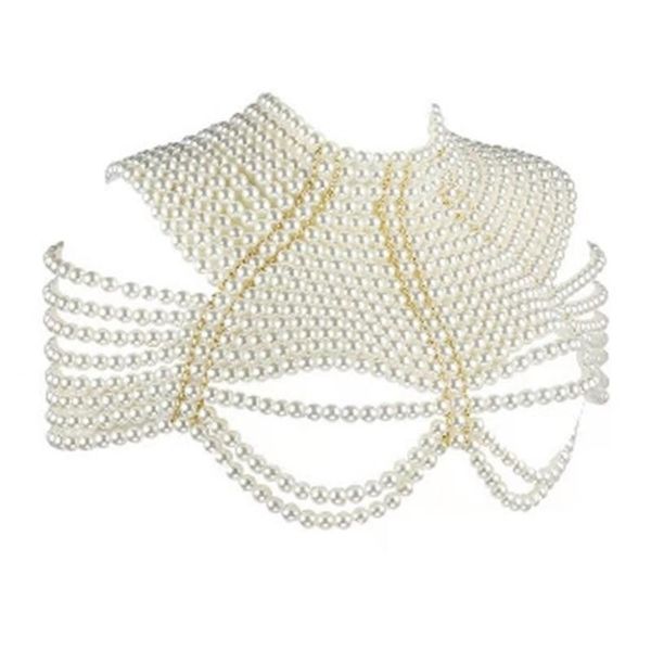 chains null women imitation pearl beaded bib choker necklace body chain shawl collar jewelry female party luxurious decorative costume, Silver
chains null women imitation pearl beaded bib choker necklace body chain shawl collar jewelry female party luxurious decorative costume, Silver