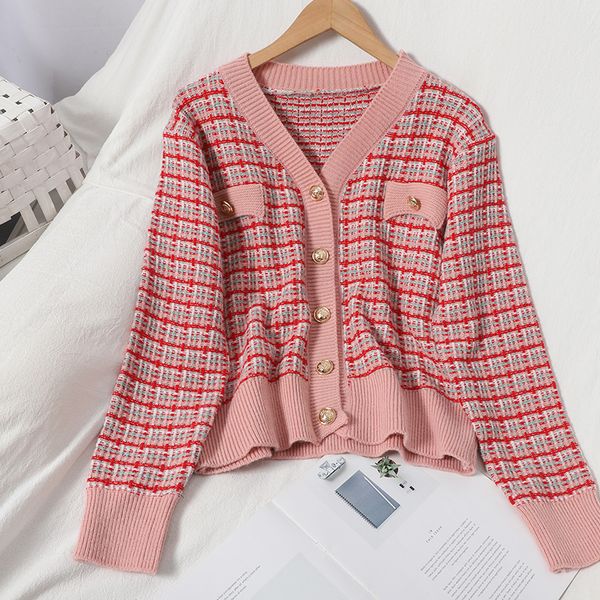 plaid knitted cardigan women v neck long sleeve french sweet pull femme winter college style korean sweater outwear, White;black
plaid knitted cardigan women v neck long sleeve french sweet pull femme winter college style korean sweater outwear, White;black