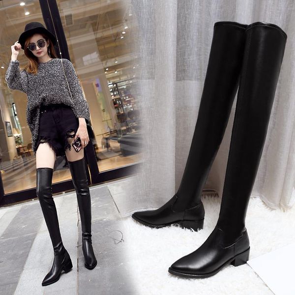 boots genuine leather over the knee high med heels night club shoes woman winter female warm long riding women, Black
boots genuine leather over the knee high med heels night club shoes woman winter female warm long riding women, Black