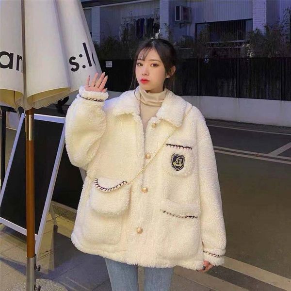 women's wool & blends lamb plush coat 2021 new winter thickened sweater student korean loose plush cotton female, Black
women's wool & blends lamb plush coat 2021 new winter thickened sweater student korean loose plush cotton female, Black