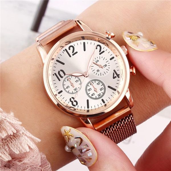 wristwatches fashion women watch round dial magnetite strap quartz analogue ladies bracelet gift clocks montre femme 2021 reloj, Slivery;brown
wristwatches fashion women watch round dial magnetite strap quartz analogue ladies bracelet gift clocks montre femme 2021 reloj, Slivery;brown