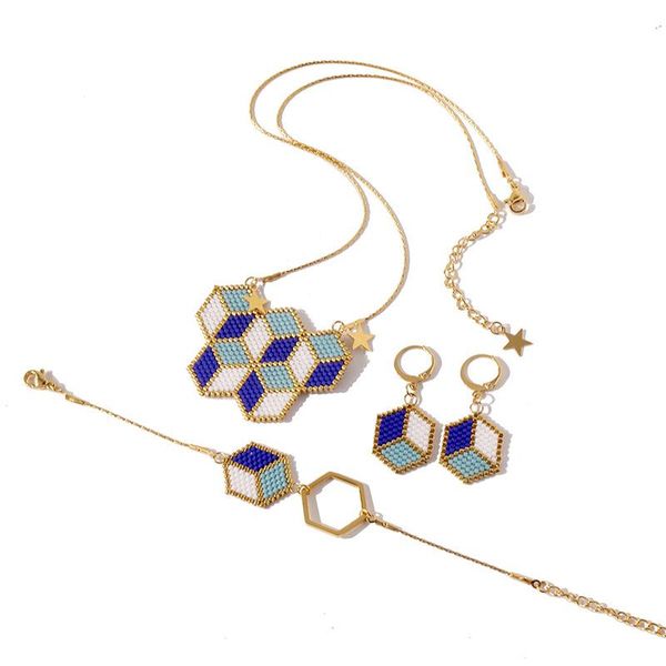 earrings & necklace beads weaved vintage geometric bracelet and sets gold color blue jewelry set, Silver
earrings & necklace beads weaved vintage geometric bracelet and sets gold color blue jewelry set, Silver