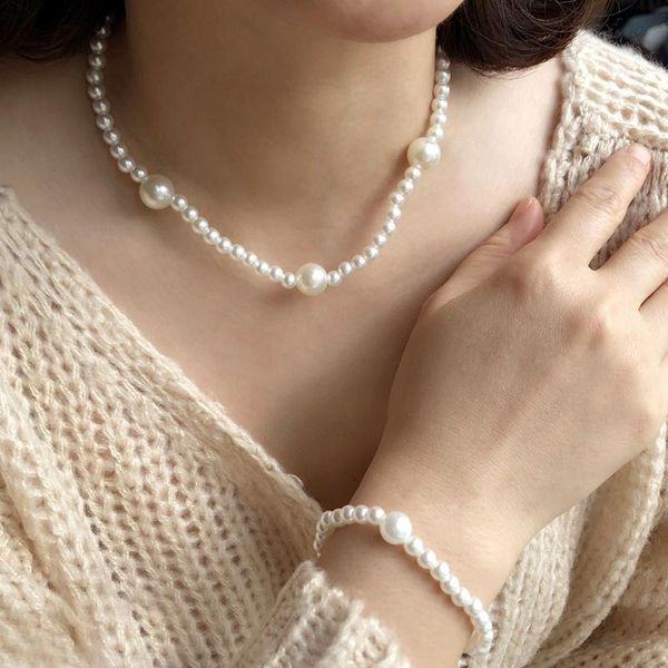 earrings & necklace ins style baroque pearl women's elastic fashion set bridal wedding accessories 2-piece choker jewelry, Silver
earrings & necklace ins style baroque pearl women's elastic fashion set bridal wedding accessories 2-piece choker jewelry, Silver