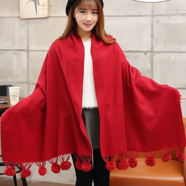scarves shzq 2021 women fur shawl for winter wool thick warm wraps and capes with ball pompom female cashmere pashnima scarve, Blue;gray
scarves shzq 2021 women fur shawl for winter wool thick warm wraps and capes with ball pompom female cashmere pashnima scarve, Blue;gray