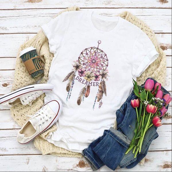 women graphic dream feather flower vintage print summer shirt lady clothes t shirt womens clothing tee female t shirt, White
women graphic dream feather flower vintage print summer shirt lady clothes t shirt womens clothing tee female t shirt, White