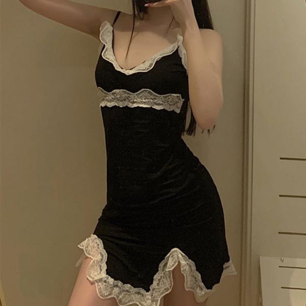 casual dresses sweet night dress deep v lace sleepwear off shoulder side black women backless spaghetti strap mini, Black;gray
casual dresses sweet night dress deep v lace sleepwear off shoulder side black women backless spaghetti strap mini, Black;gray