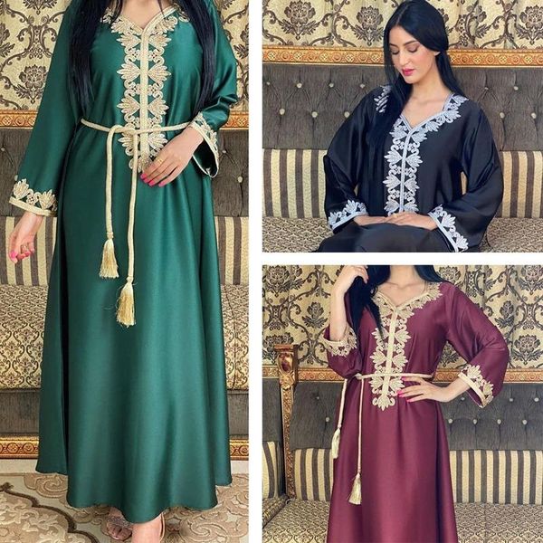 ethnic clothing mubarak eid satin dress for women fashion muslim embroidery gilding jalabiya dubai arabic moroccan kaftan robe, Red 
ethnic clothing mubarak eid satin dress for women fashion muslim embroidery gilding jalabiya dubai arabic moroccan kaftan robe, Red