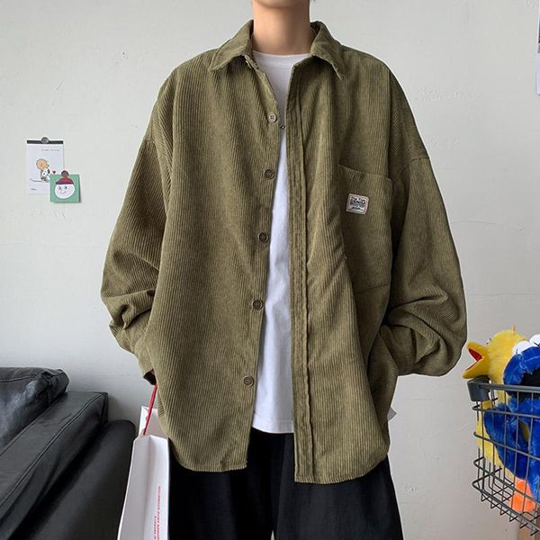 men's casual shirts vintage clothes streetwear long sleeve corduroy korean styes oversize button down blouses outwear, White;black
men's casual shirts vintage clothes streetwear long sleeve corduroy korean styes oversize button down blouses outwear, White;black