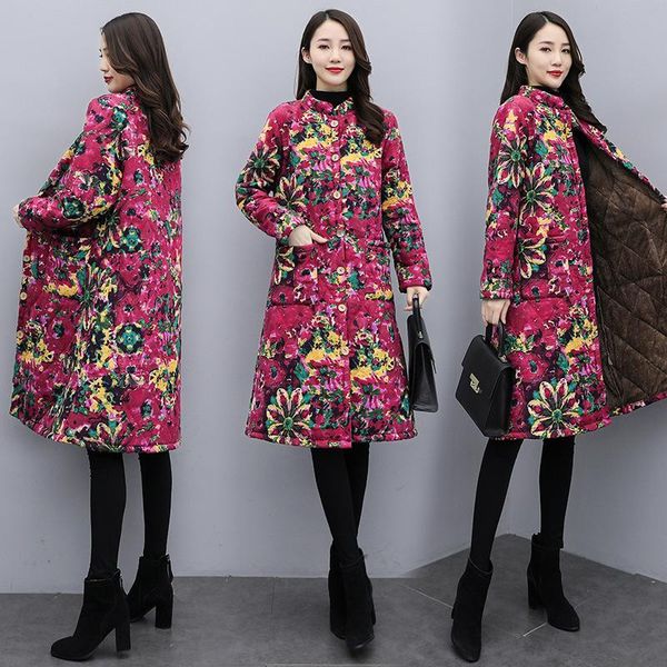 women's down & parkas fdfklak national style medium long coat winter knee stand collar jacket cotton plush thickened loose vestido femi, Black
women's down & parkas fdfklak national style medium long coat winter knee stand collar jacket cotton plush thickened loose vestido femi, Black