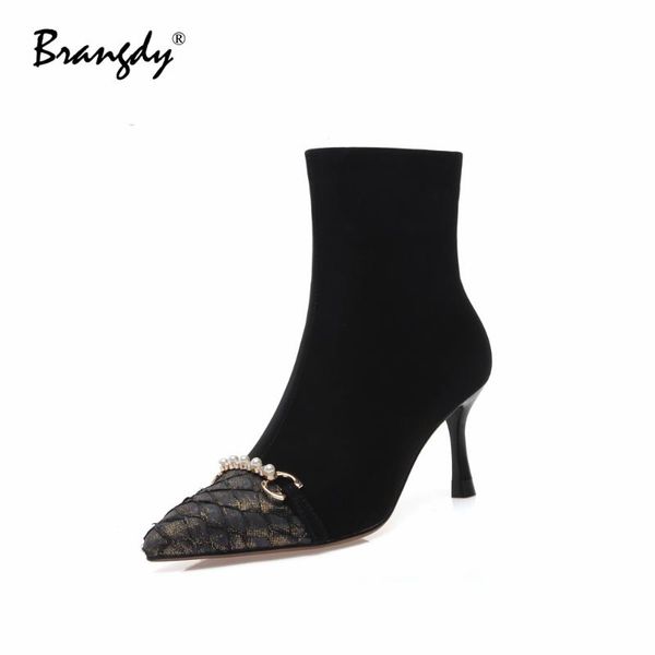 dress shoes brangdy 2022 women pumps ankle boots genuine leather high heels pointed toe splicing thin zipper, Black
dress shoes brangdy 2022 women pumps ankle boots genuine leather high heels pointed toe splicing thin zipper, Black