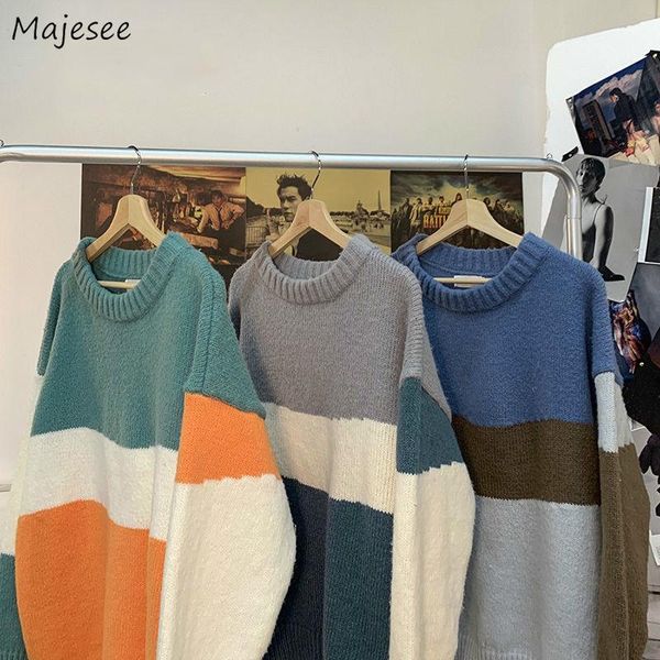 men's sweaters men pullovers winter couples simple striped warm knitted sweater male daily panelled cozy korean chic ulzzang all-match, White;black
men's sweaters men pullovers winter couples simple striped warm knitted sweater male daily panelled cozy korean chic ulzzang all-match, White;black