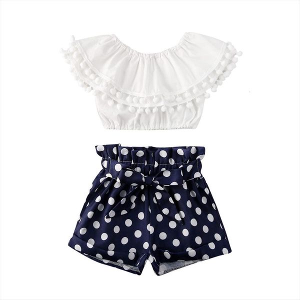 2 7y summer cute infant baby girls clothes sets ruffles t shirts polka dot print bow shorts 2pcs, White
2 7y summer cute infant baby girls clothes sets ruffles t shirts polka dot print bow shorts 2pcs, White