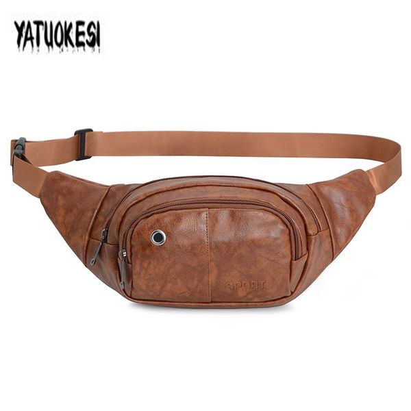 waist bags leather packs men belt bag phone travel pack male small cangurera